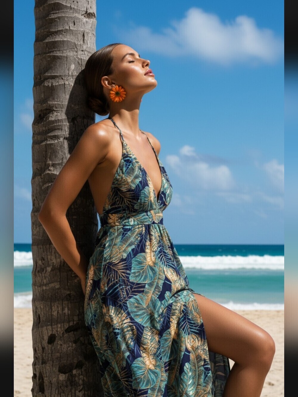 SHEIN Blue and Green Plunge Neck Sleeveless Maxi Sundress Size 1XL - Picture 15 of 15
